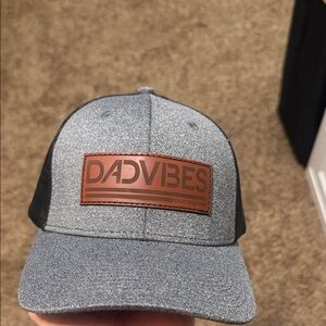 Dad Vibes Men's Trucker Hat - Gray with Brown Patch